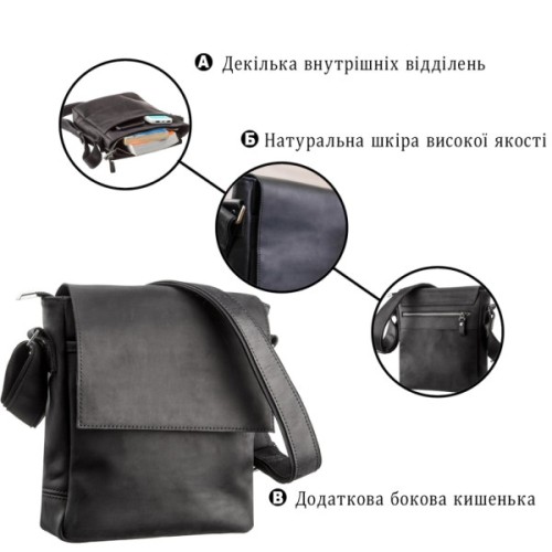 Сумка Shvigel Шкіряна Чорна (11171)