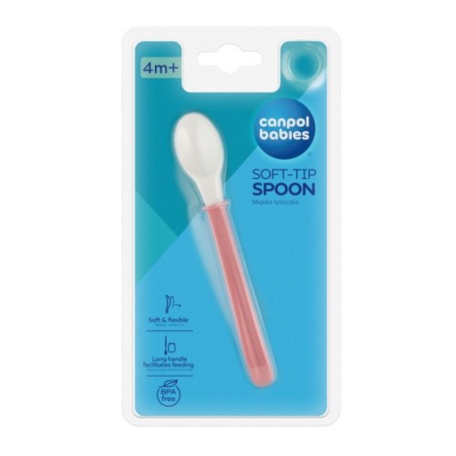 Набір дитячого посуду Canpol babies ложка м'яка силiконова - рожева (21/488_pin2)
