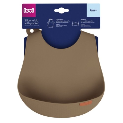 Нагрудничок Lovi Granola силіконовий, коричневий (51/031_bro)