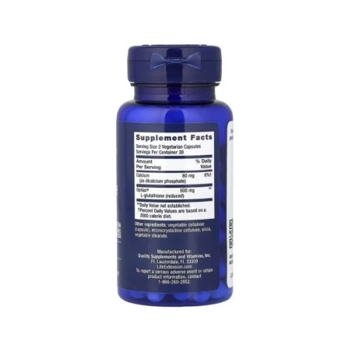 Вітамінно-мінеральний комплекс Life Extension Глутатіон, 500 мг, Glutathione, 60 вегетаріанських капсул (LEX-25213)
