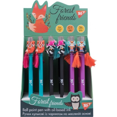 Ручка кулькова Yes Forest Friends 0,7 мм синя (412073)