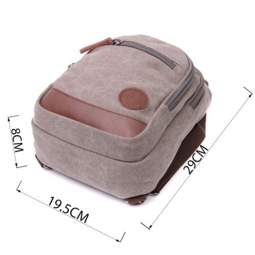 Сумка Vintage Текстильна через плече із ущільненою спинкою Сіра (22173)