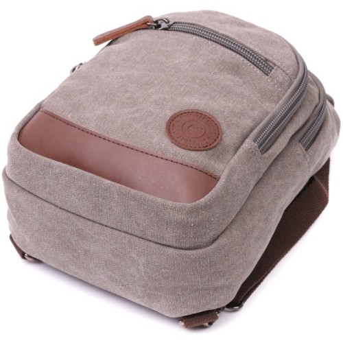 Сумка Vintage Текстильна через плече із ущільненою спинкою Сіра (22173)