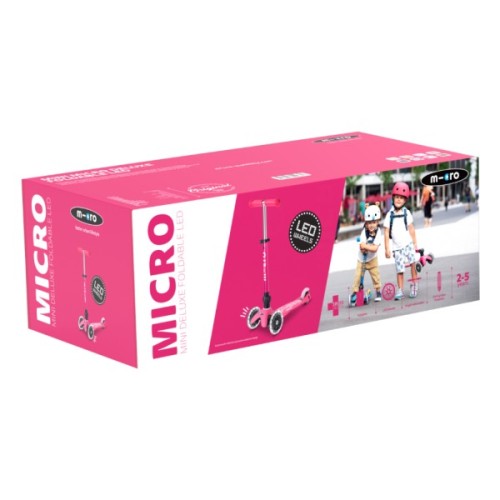 Самокат Micro Mini Deluxe Foldable LED" складний Рожевий" (MMD197)