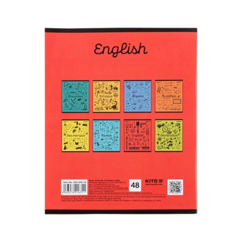 Зошит Kite предметний Sketch 48 аркушів, англійська мова лінія (K24-240-18)