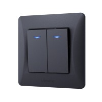 Вимикач Videx BINERA 2кл з підсвіткою чорний графіт (VF-BNSW2L-BG)