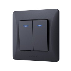 Вимикач Videx BINERA 2кл з підсвіткою чорний графіт (VF-BNSW2L-BG)
