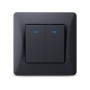 Вимикач Videx BINERA 2кл з підсвіткою чорний графіт (VF-BNSW2L-BG)