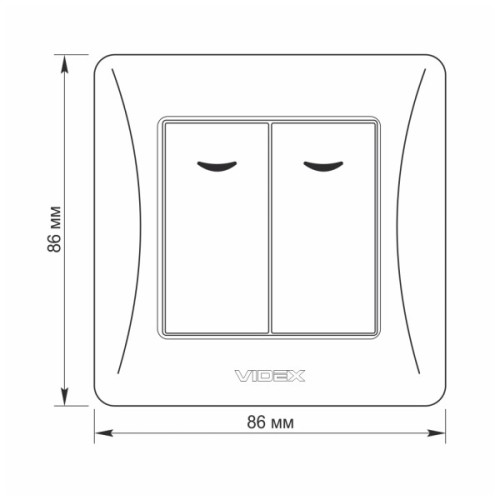 Вимикач Videx BINERA 2кл з підсвіткою чорний графіт (VF-BNSW2L-BG)