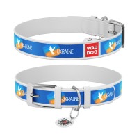Нашийник для тварин WAUDOG Design з QR паспортом "Прапор" Ш 12 мм Д 20-28 см білий (3602-0229-15)