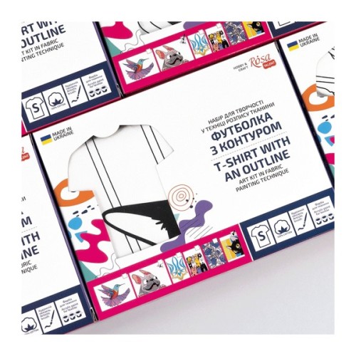 Набір для творчості Rosa футболка-розмальовка, Чорний кіт, бавовна 100, розмір S (4823098542070)