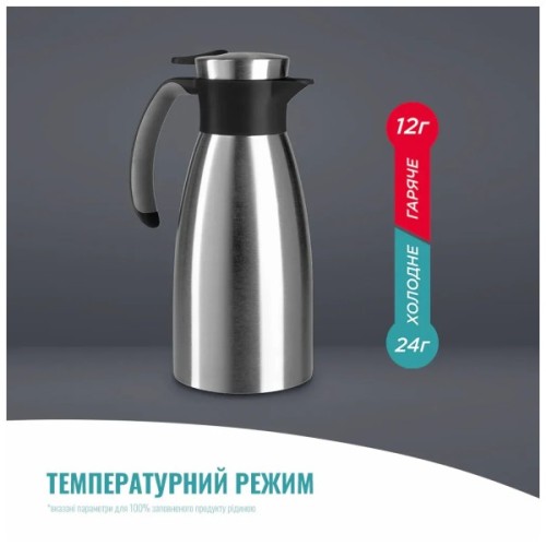 Термос Tefal Soft Grip, 1.5л, нежавіюча сталь, пластик, чорний (K3043214)