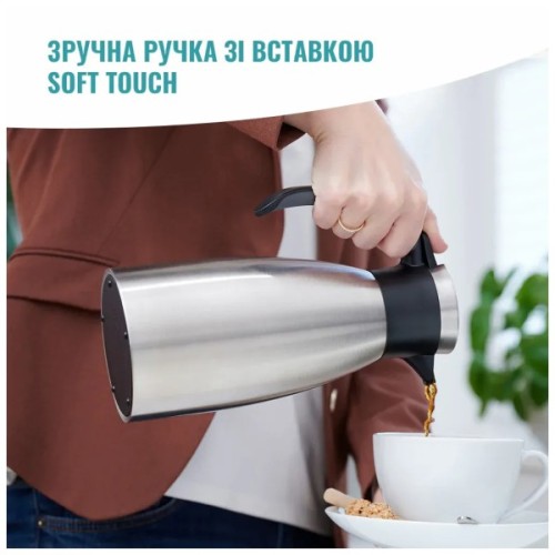 Термос Tefal Soft Grip, 1.5л, нежавіюча сталь, пластик, чорний (K3043214)
