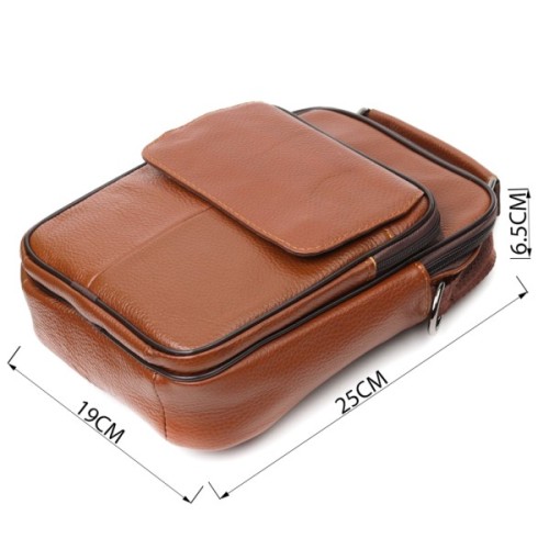 Сумка Vintage Месенджер з натуральної шкіри Світло-коричнева (21951)