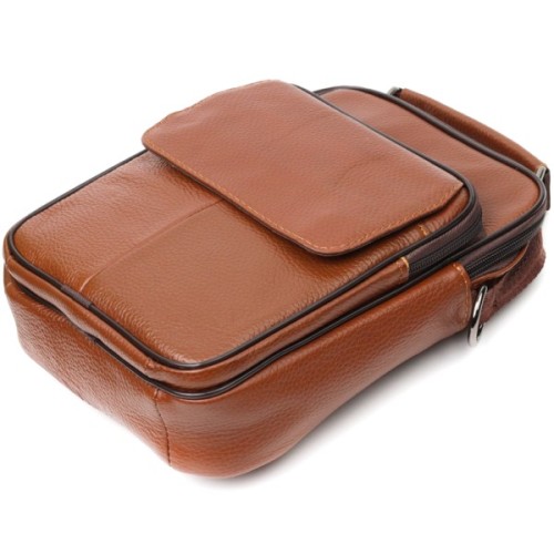 Сумка Vintage Месенджер з натуральної шкіри Світло-коричнева (21951)