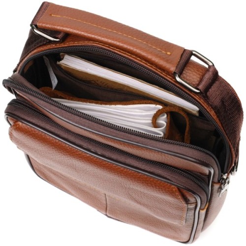 Сумка Vintage Месенджер з натуральної шкіри Світло-коричнева (21951)