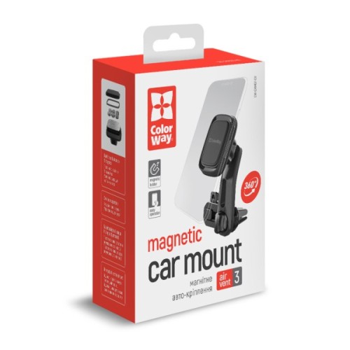 Універсальний автотримач ColorWay Air Vent-3 (360 rotation) magnetic Gray (CW-CHM07-GR)