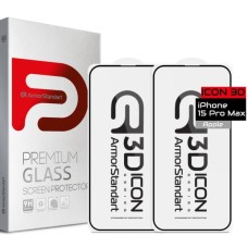 Скло захисне Armorstandart Icon 3D iPhone 15 Pro Max Black 2pcs (ARM74271)