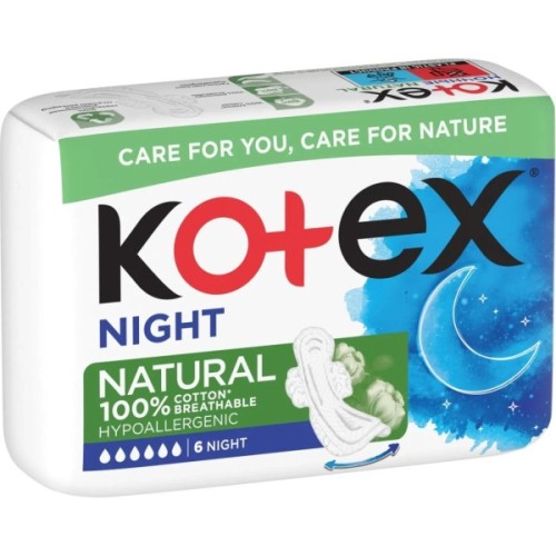 Гігієнічні прокладки Kotex Natural Night 6 шт. (5029053575360)