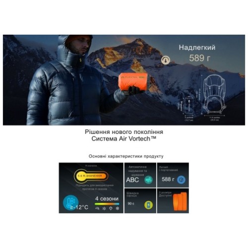 Туристичний килимок Flextail Tiny Slleeping Pad R05 AVS самонадувний помаранчевий (6975755966656)