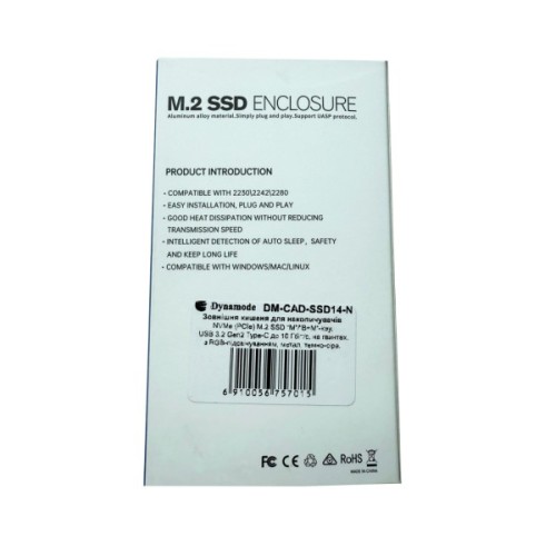 Кишеня зовнішня Dynamode M.2 SSD NVMe to USB-C USB 3.2 Gen2 aluminum black (DM-CAD-SSD14-N)