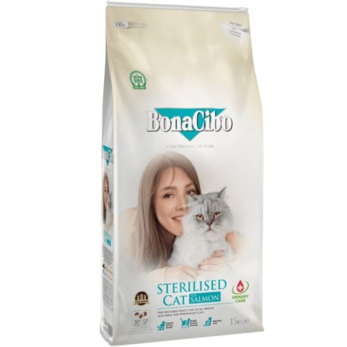 Сухий корм для кішок BonaCibo Sterilised Salmon 15 кг (8694686407035)