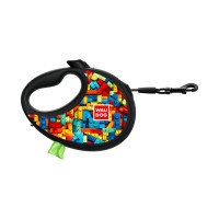 Повідець для собак WAUDOG R-leash з контейнером для пакетів "Блоки", світловідбивна стрічка, M (256-4056)