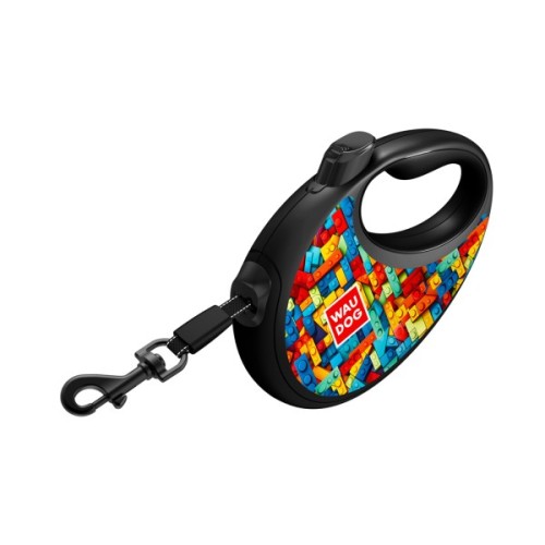 Повідець для собак WAUDOG R-leash з контейнером для пакетів "Блоки", світловідбивна стрічка, M (256-4056)