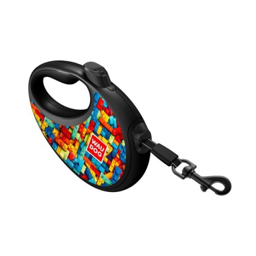 Повідець для собак WAUDOG R-leash з контейнером для пакетів "Блоки", світловідбивна стрічка, M (256-4056)