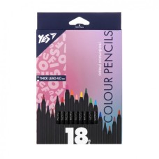 Олівці кольорові Yes Fusion, чорне дерево 18 кольорів (290767)