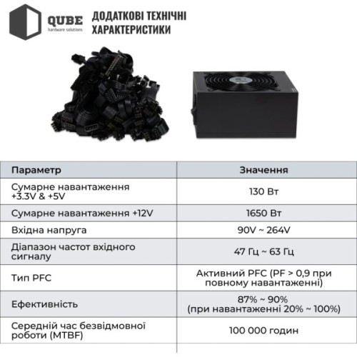 Блок живлення Qube 1650W (QBF-HP1-1650GD-14C)