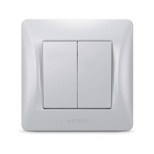 Вимикач Videx BINERA 2кл срібний шовк (VF-BNSW2-SS)