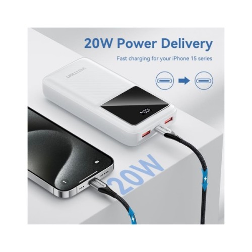 Батарея універсальна Vention 20000 mAh 22.5W Black LED Display Type (FHLB0)