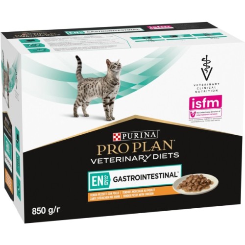 Вологий корм для кішок Purina Pro Plan Veterinary Diets EN Gastrointestinal При хворобах шлунково-кишкового тракту З куркою 10 x 85 г (8445290093561)