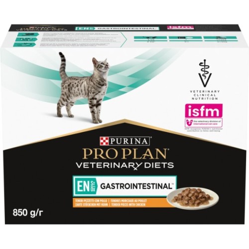 Вологий корм для кішок Purina Pro Plan Veterinary Diets EN Gastrointestinal При хворобах шлунково-кишкового тракту З куркою 10 x 85 г (8445290093561)