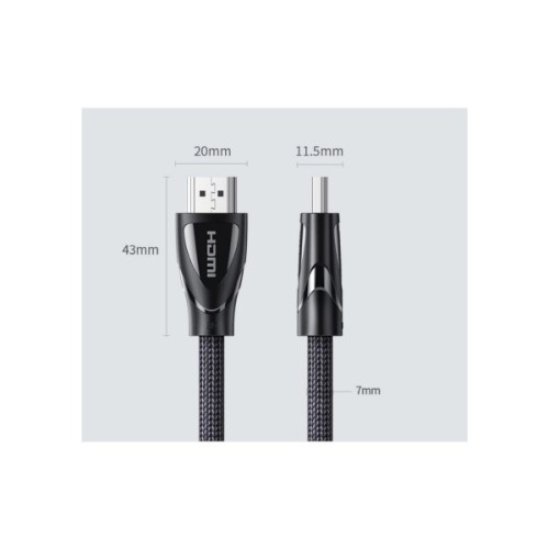 Кабель мультимедійний HDMI M to HDMI M 2.0m braided HD140 black Ugreen (80403)