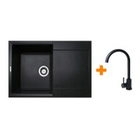 Мийка кухонна Adamant Horizon чорний + змішувач (1824296911503)