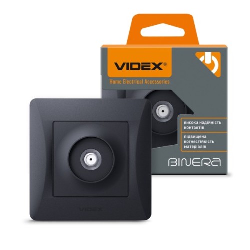 ТВ розетка Videx \BINERA SAT одинарна супутникова чорний (VF-BNSK1SATE-BG)