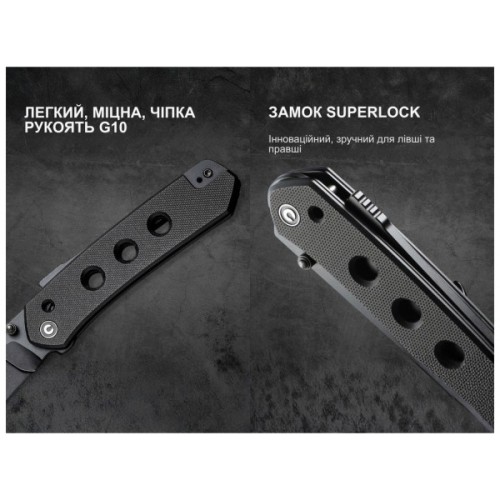 Ніж Civivi Vision FG, Black G10, Black Stonewash (C22036-1)