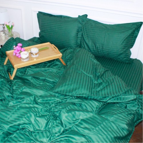 Постільна білизна MirSon SatinStripe 30-0017Green 220х240 King Size (2200005254103)