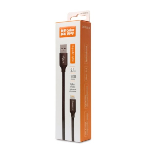 Дата кабель USB 2.0 AM to Lightning 1.0m black ColorWay (CW-CBUL004-BK)