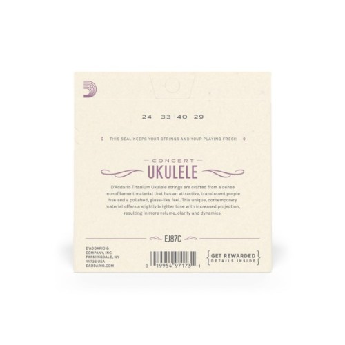 Струни для гітари D'Addario Titanium Ukulele Concert (EJ87C)