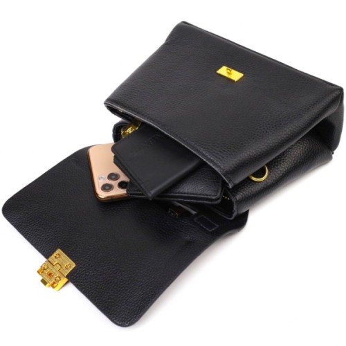 Сумка Vintage Жіноча з натуральної шкіри Чорна (22074)