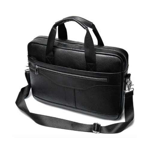 Сумка Vintage Чоловіча з зернистої шкіри Чорна (14886)