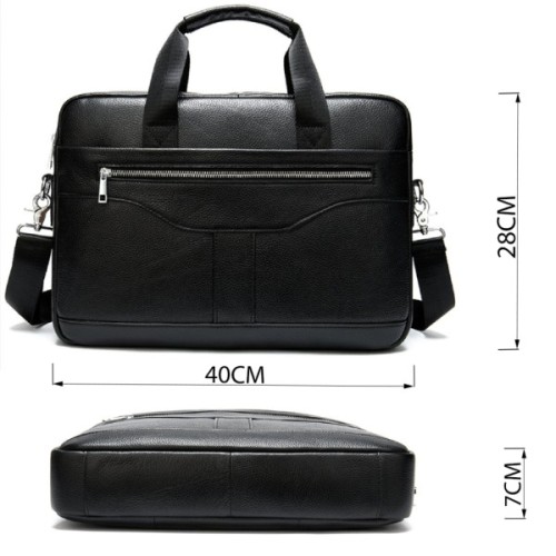 Сумка Vintage Чоловіча з зернистої шкіри Чорна (14886)