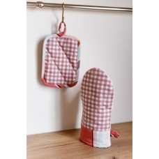 Кухонна прихватка Прованс Набір рукавиця 29х15 та прихватка 15х20 Коралова клітинка (035661)