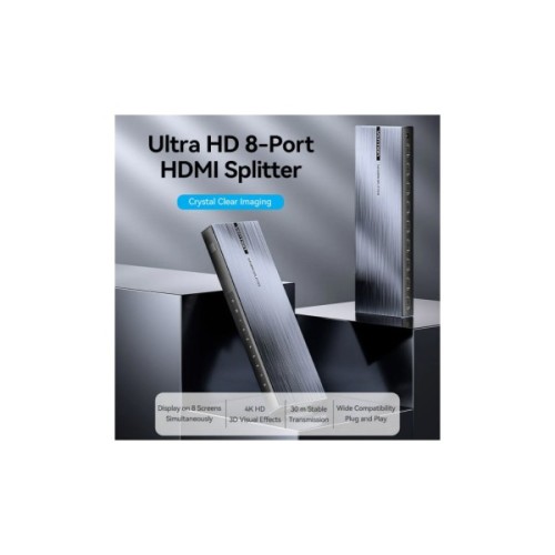 Спліттер Vention HDMI 1.4 UHD 4K 30Hz 3D, HDCP 1x8 ports (AKQB0-EU)