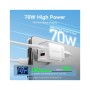 Зарядний пристрій Vention 1xUSB-C PD70W + 1xUSB QC3.0 22.5W GaN transparent gray (FCGH0-EU)