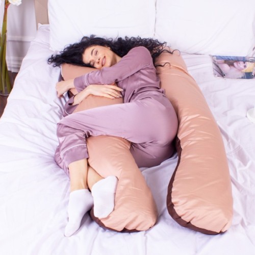 Подушка MirSon для вагітних і відпочинку Delicate Satin №8028 U-подібна Cappuccino (2200006178668)