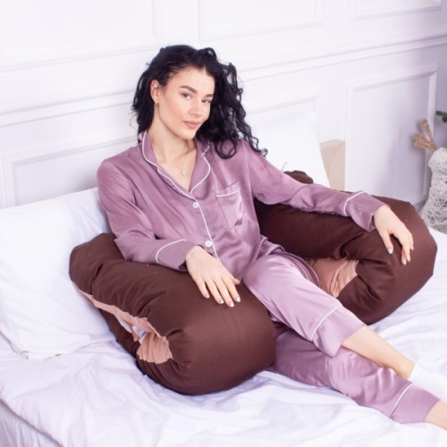 Подушка MirSon для вагітних і відпочинку Delicate Satin №8028 U-подібна Cappuccino (2200006178668)